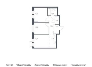 Продам 2-комнатную квартиру, 53.4 м2, Московская область, жилой комплекс Квартал Ивакино, к2