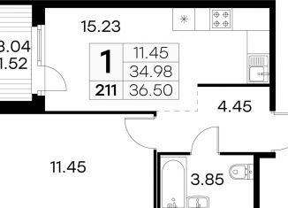 Продается однокомнатная квартира, 36.5 м2, посёлок Парголово