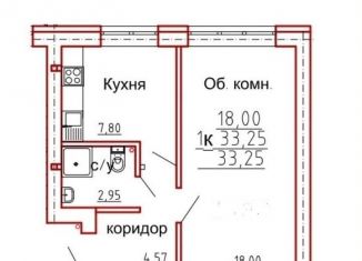 1-ком. квартира на продажу, 33.3 м2, Уфа, улица Академика Курчатова, 3
