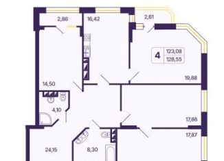 Продажа четырехкомнатной квартиры, 128.6 м2, Новосибирск, ЖК Шесть Звёзд