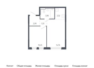 Продается однокомнатная квартира, 36.8 м2, Тюмень, Ленинский округ, жилой комплекс Чаркова 72, 1.3