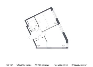 Продается однокомнатная квартира, 44.4 м2, село Лайково