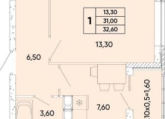 Продается 1-ком. квартира, 32.6 м2, Ростовская область