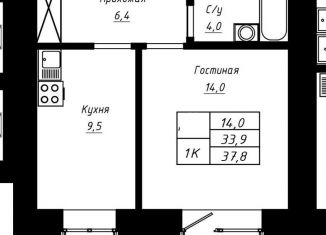 Продаю однокомнатную квартиру, 37.8 м2, Барнаул