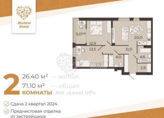2-комнатная квартира на продажу, 71.1 м2, Волгоград, Селенгинская улица, 7