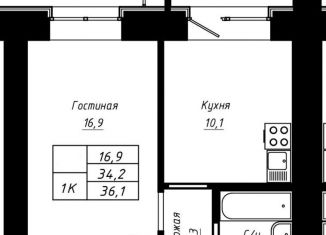 Продам однокомнатную квартиру, 36.1 м2, Барнаул, Индустриальный район