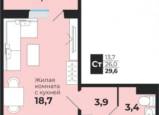 1-комнатная квартира на продажу, 26 м2, село Криводановка