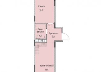 Однокомнатная квартира на продажу, 41.7 м2, Казань