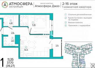 1-комнатная квартира на продажу, 41 м2, Брянск