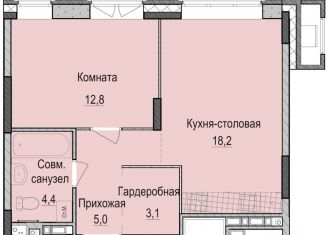 Продается 1-комнатная квартира, 43.5 м2, Казань