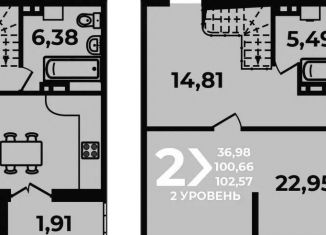 Продаю трехкомнатную квартиру, 102.6 м2, Краснодар, микрорайон Догма Парк