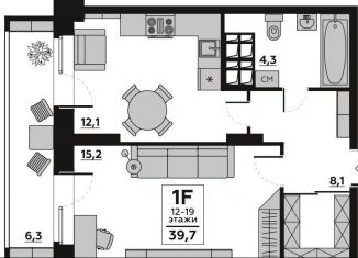 Продам 1-комнатную квартиру, 39.7 м2, Волгоград, Ангарская улица, 7, Дзержинский район