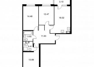 Продажа трехкомнатной квартиры, 79.4 м2, Колпино