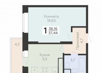 Продаю однокомнатную квартиру, 37.4 м2, Подольск, Садовая улица, 3к1, ЖК Московский