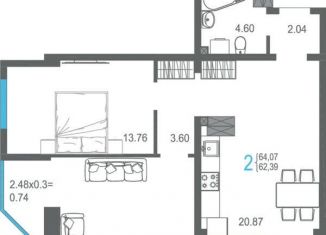 Продам 2-комнатную квартиру, 64.1 м2, Ялта