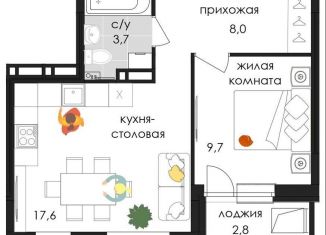Двухкомнатная квартира на продажу, 42.5 м2, Пермь, улица Лифанова, 38