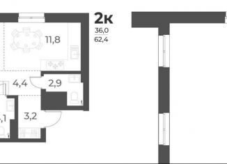 2-комнатная квартира на продажу, 66 м2, Новосибирск, улица Аэропорт, 62, ЖК Нормандия-Неман