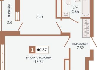 Продам 1-комнатную квартиру, 40.9 м2, Свердловская область