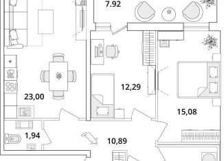 Продается 2-комнатная квартира, 73.5 м2, Санкт-Петербург, Кубинская улица, 82к3с1, метро Звёздная