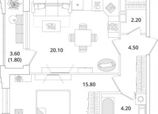 Продается однокомнатная квартира, 48.6 м2, Санкт-Петербург, Планерная улица, 99, муниципальный округ Юнтолово