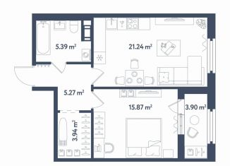 Продается 1-комнатная квартира, 53.7 м2, Санкт-Петербург, муниципальный округ Московская Застава