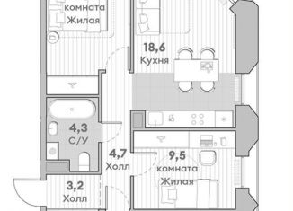 4-комнатная квартира на продажу, 70.4 м2, Москва, Большая Очаковская улица, 4с27