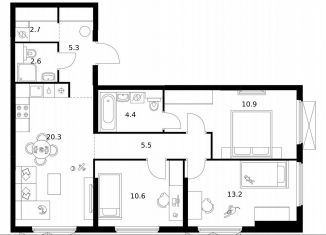 Продам 3-ком. квартиру, 79.3 м2, Мытищи