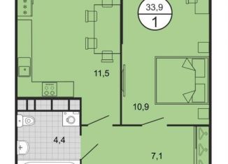 Продается однокомнатная квартира, 33.9 м2, Михайловск, переулок Ландышей, 4