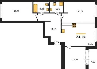 Продается трехкомнатная квартира, 81.9 м2, Калининград, Ленинградский район, Арсенальная улица, 31к1