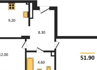 Продажа двухкомнатной квартиры, 51.9 м2, Калининград, Московский район, Тихорецкая улица, 16Ак3