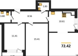 Продаю двухкомнатную квартиру, 72.4 м2, Калининград, Московский район