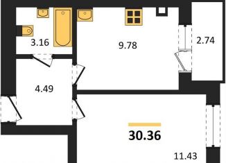 Продаю 1-ком. квартиру, 30.4 м2, Калининград, Московский район