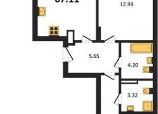 Продаю двухкомнатную квартиру, 67.1 м2, Калининград, Батальная улица, 65Б