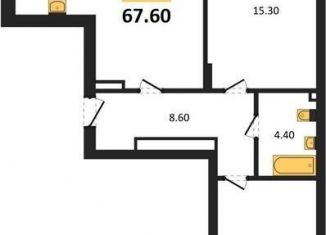 Продается 2-ком. квартира, 67.6 м2, Калининград, Московский район, Акварельная улица