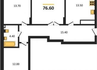 Продам трехкомнатную квартиру, 76.6 м2, Калининградская область, Акварельная улица