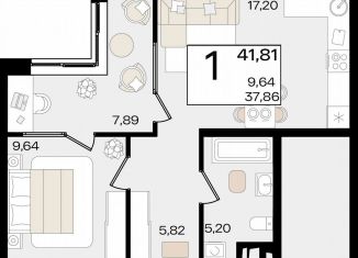 Продажа однокомнатной квартиры, 41.8 м2, Краснодар, Сормовская улица, лит1/1, Сормовская улица