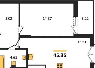 Продам 1-комнатную квартиру, 45.4 м2, Калининградская область