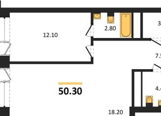 Продаю 2-ком. квартиру, 50.3 м2, Пионерский