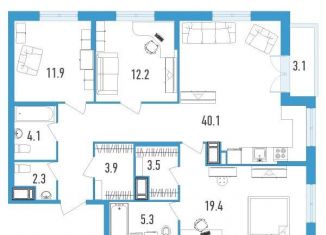 Продаю трехкомнатную квартиру, 104 м2, Санкт-Петербург, бульвар Александра Грина, 2к2, муниципальный округ Гавань