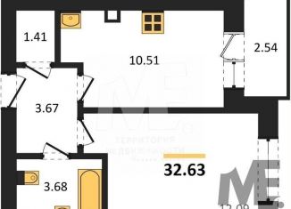 Однокомнатная квартира на продажу, 32.6 м2, Калининград