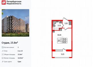 Продам квартиру студию, 23.8 м2, Санкт-Петербург, муниципальный округ Невский, Дальневосточный проспект, 23