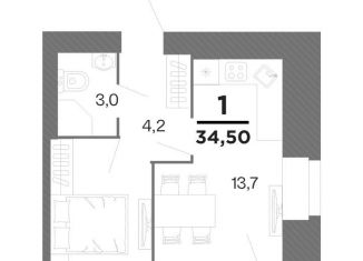 Продается 1-комнатная квартира, 32.8 м2, Рязань, Московский район