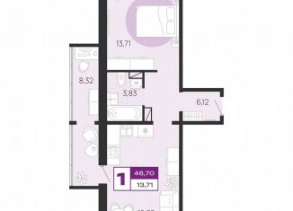 Продам 1-ком. квартиру, 46.7 м2, Брянская область