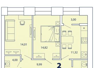 Продам 2-комнатную квартиру, 58.8 м2, Рязань, Московский район