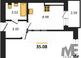 Продам 1-ком. квартиру, 35.1 м2, Калининград, Ленинградский район