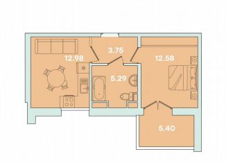 1-комнатная квартира на продажу, 40 м2, Иркутск, улица Петрова, 16, Правобережный округ