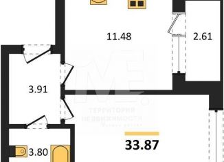 Продаю 1-ком. квартиру, 33.9 м2, Калининград