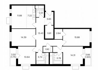 Продается 4-комнатная квартира, 113.7 м2, Одинцово, ЖК Одинград квартал Семейный, жилой комплекс Одинград квартал Семейный, 5