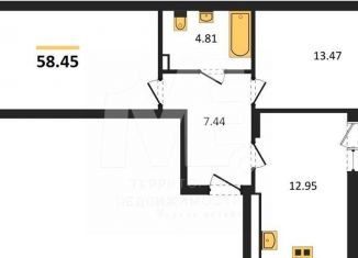 Продается 2-ком. квартира, 58.5 м2, Калининград, Московский район, Батальная улица, 65А