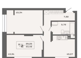 Продам двухкомнатную квартиру, 53.3 м2, Новосибирск, Красногорская улица